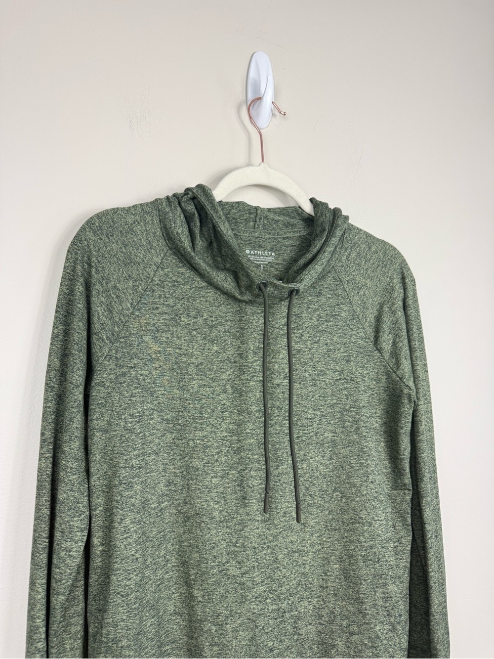 Athleta Uptempo Hoodie Sweatshirt Pullover Womens Small Green Shadow Olive Top - Picture 3 of 8